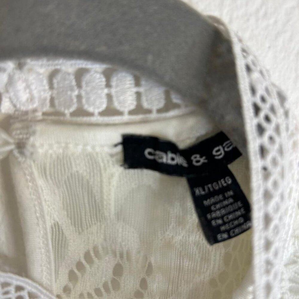 Ivory Lace Detail Blouse by Cable & Gauge Size XL - Picture 3 of 6